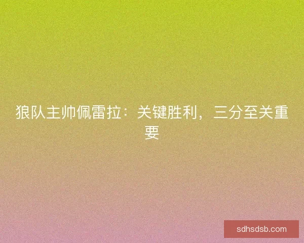 狼队主帅佩雷拉：关键胜利，三分至关重要